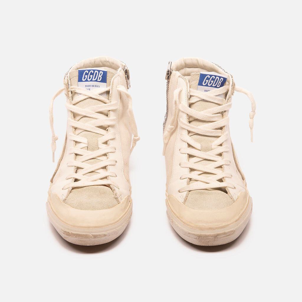Golden Goose White & Silver Glitter Sneakers