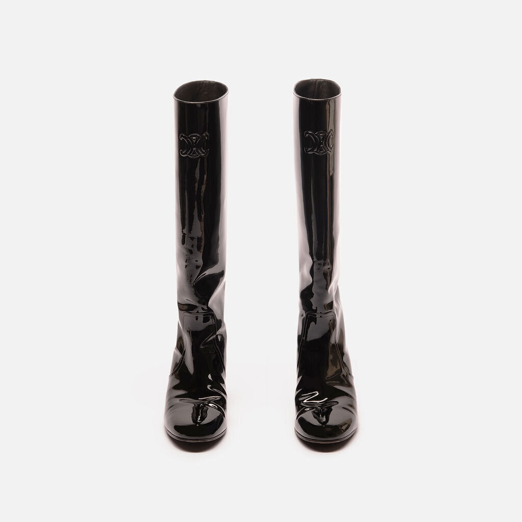Celine Black Patent Tall Boot
