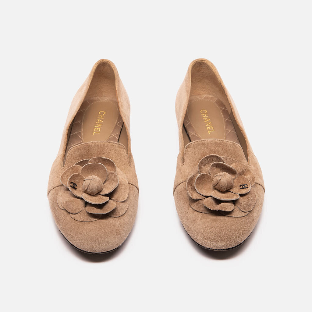 Chanel Tan Suede Chanel Flats