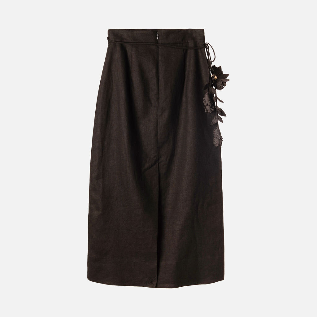 Zimmerman Black Linen Midi Skirt
