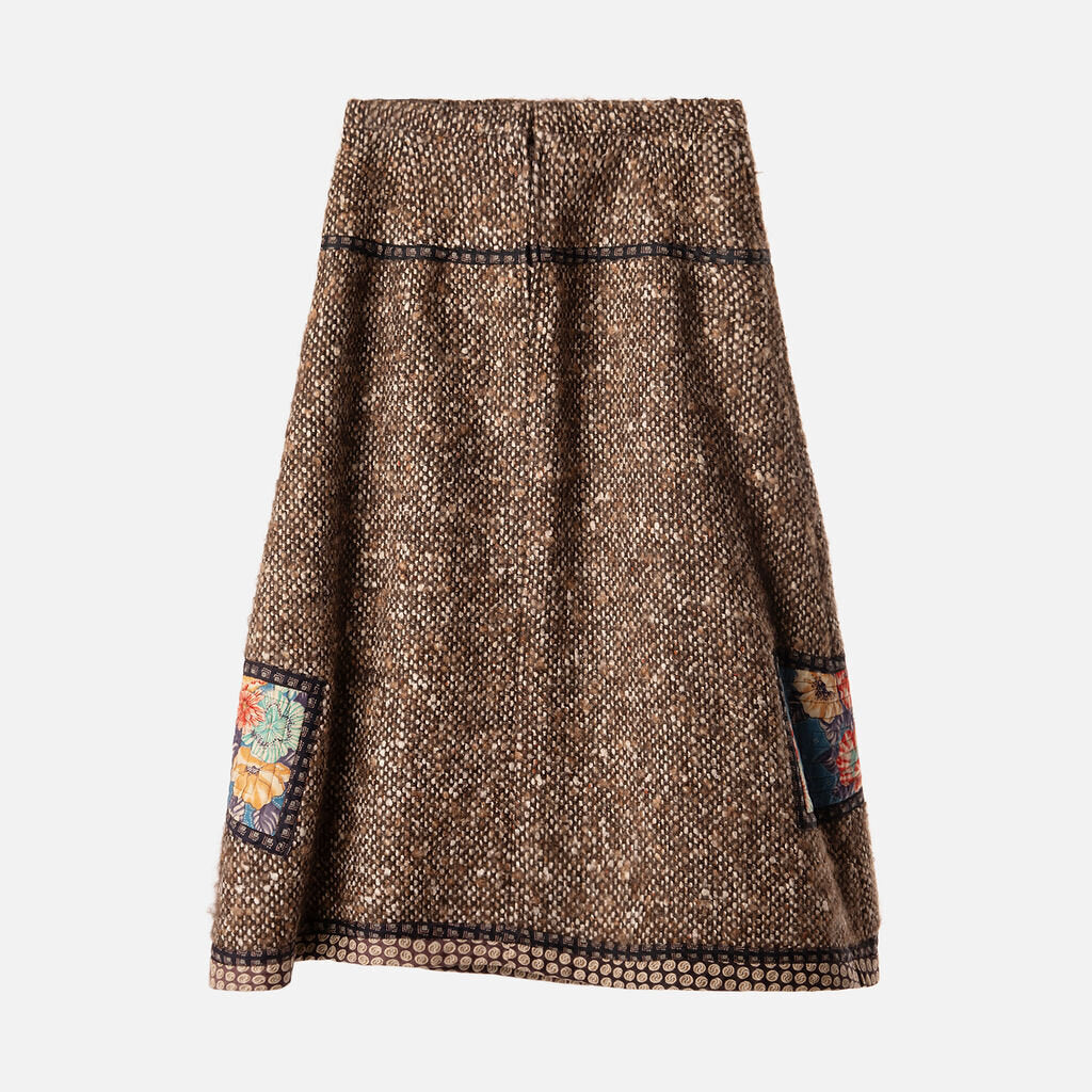 Koos Van Den Akker Multicolor Wool Pattern Jacket & Skirt Set