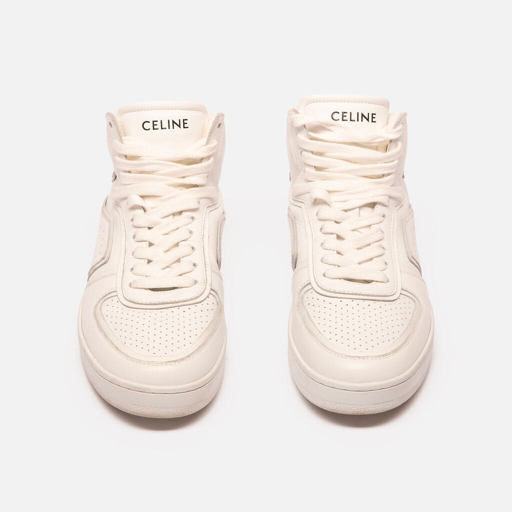 Celine White Leather High Top Sneakers