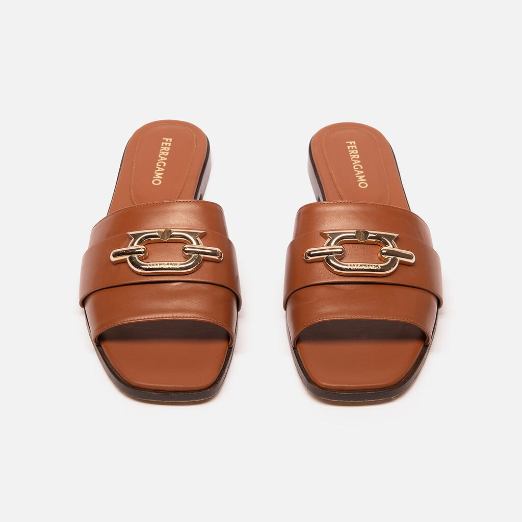 Ferragamo Brown Leather Slides