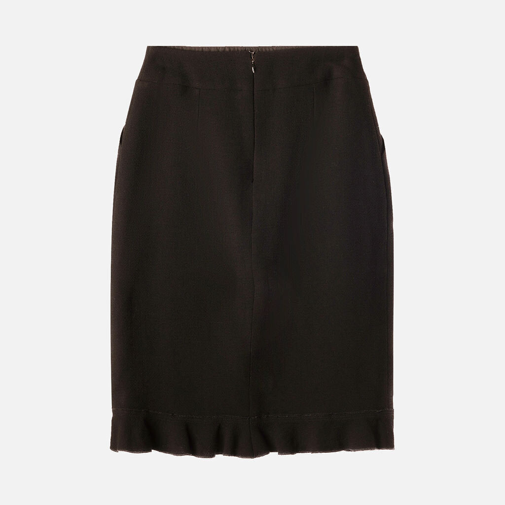 Chanel Black Wool Pencil Skirt (1999)