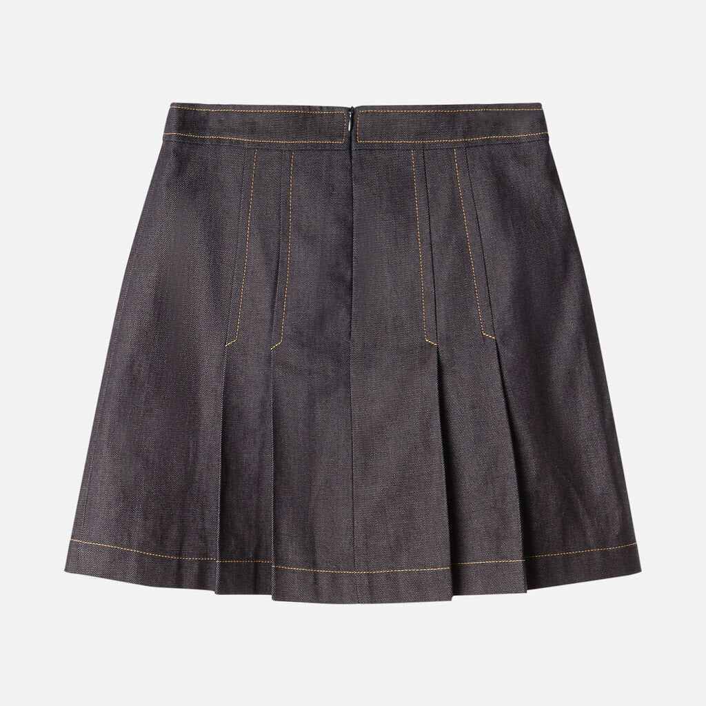 Sandro Dark Wash Denim Two Pocket Pleated Skirt