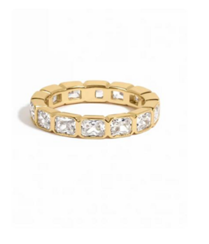 BEZEL EMERALD CUT ETERNITY BAND YG 7'