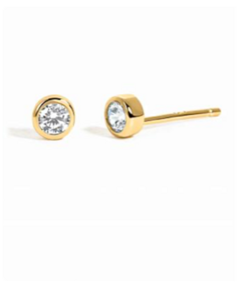 6mm BEZEL STUD EARRINGS YG