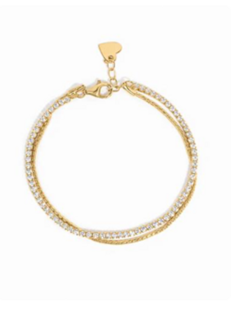 TENNIS & CHAIN BRACELET SET YG 7'