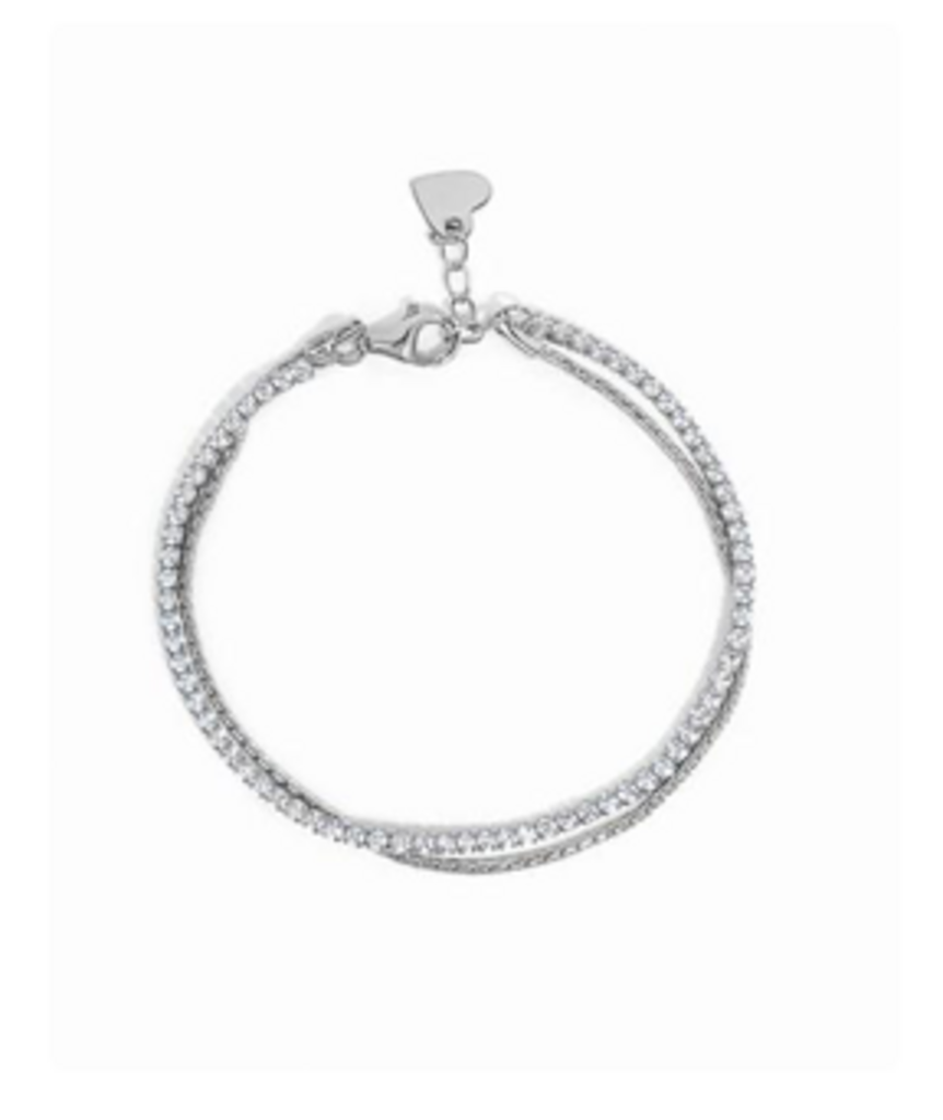 TENNIS & CHAIN BRACELET SET WG 7'
