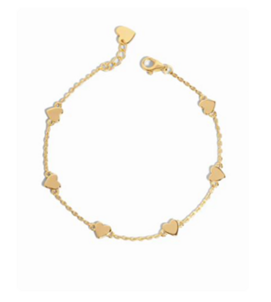 HEART CHARM BRACELET YG 6.75'