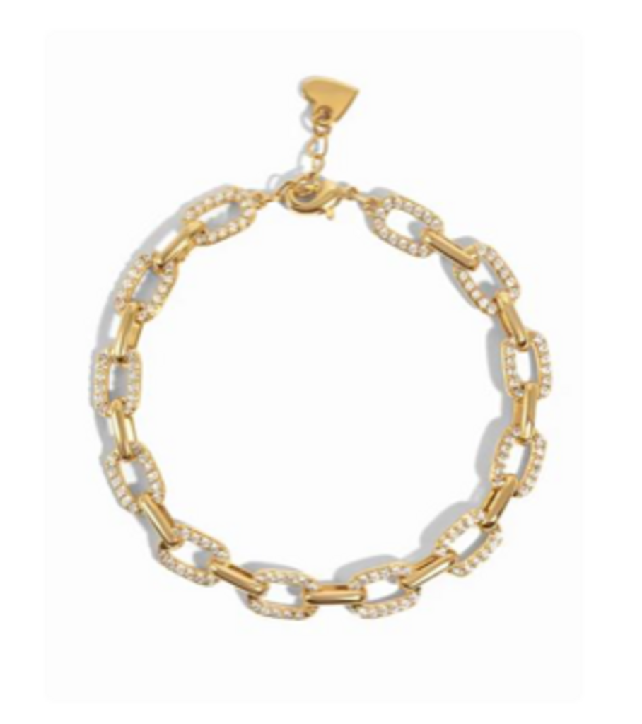 PAVE CHAIN LINK BRACELET YG 6.75'