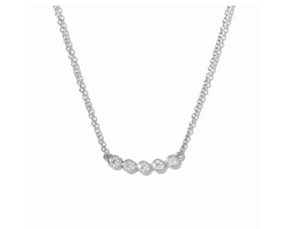 FIVE STONE BAR NECKLACE WG