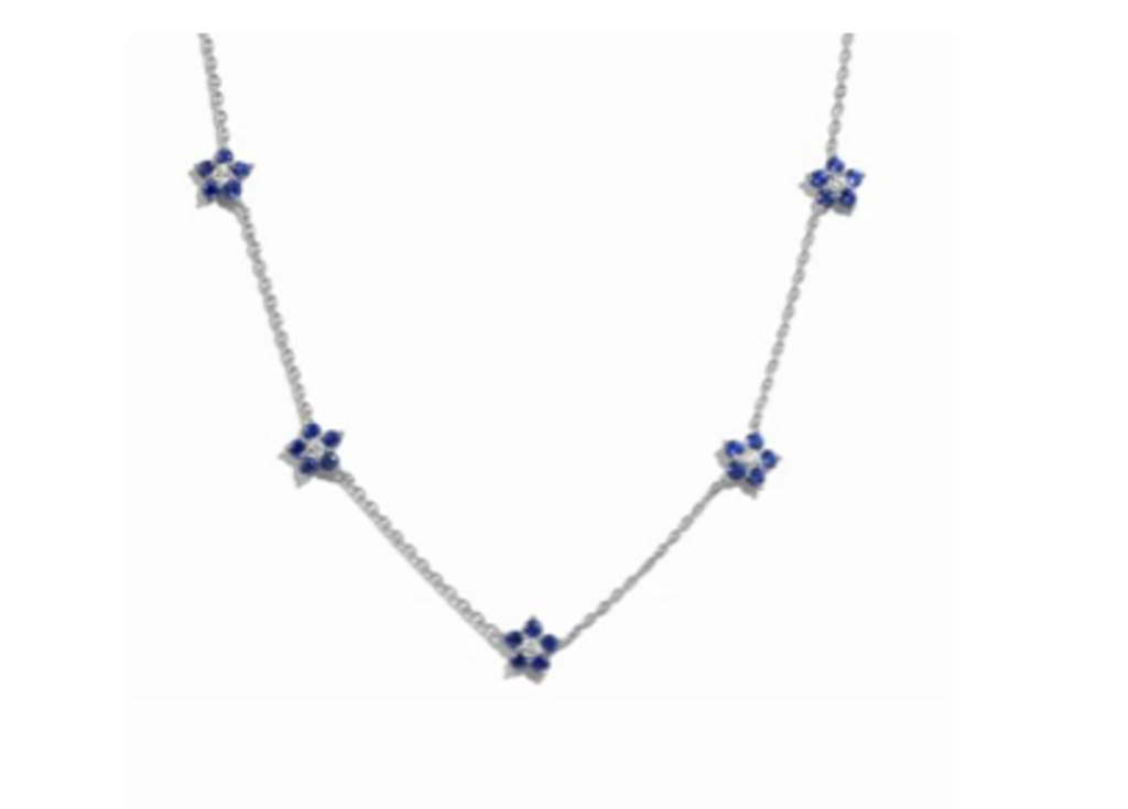 SAPPHIRE FLOWER NECKLACE WG
