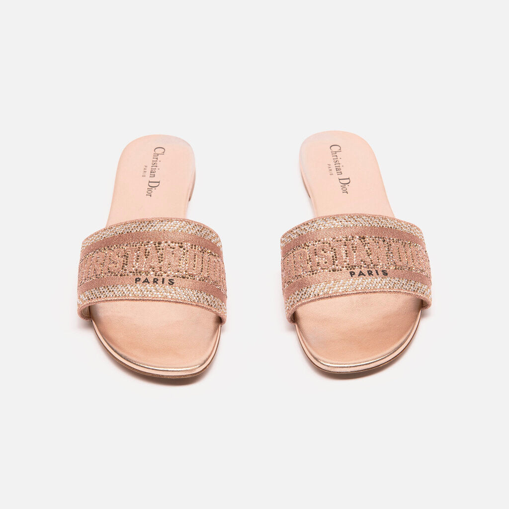 Christian Dior Blush Pink Crystal Slides, 41