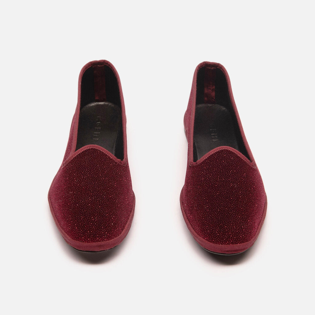 M Gemi Red Velvet Sparkle Flats