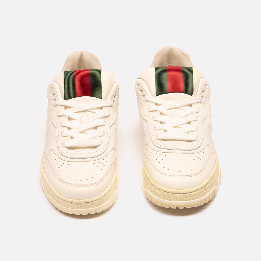 Gucci Off White Leather Web Sneakers
