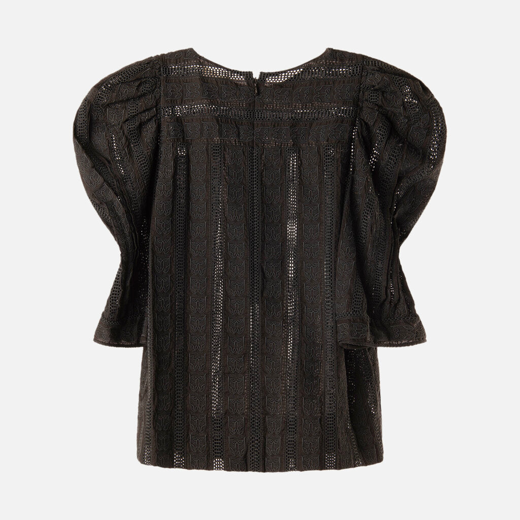 Chloe Black Cotton Embroidered Top