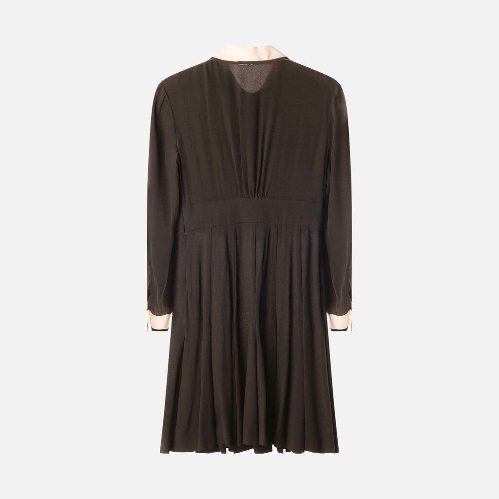 Miu Miu Black Viscose Pleated Dress