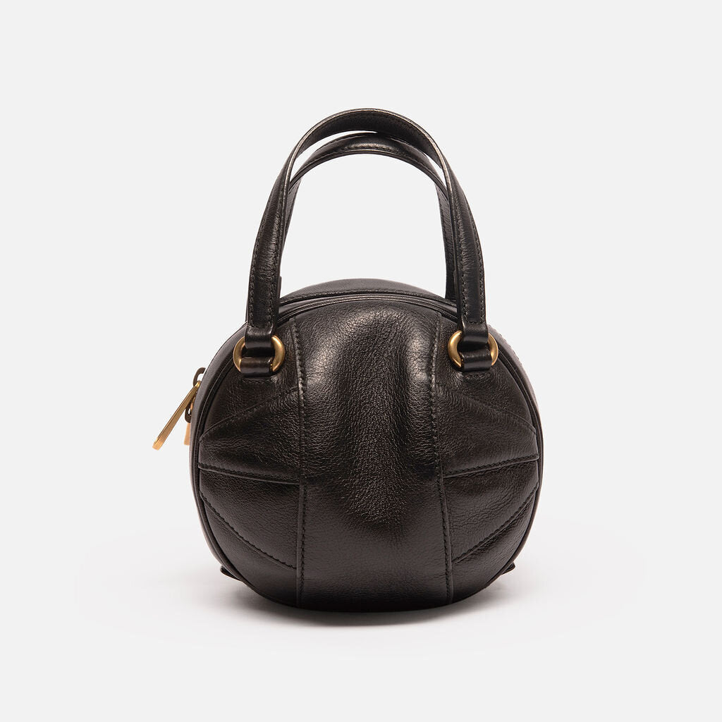 Gucci Mini Black Leather Basketball Bag with Charm