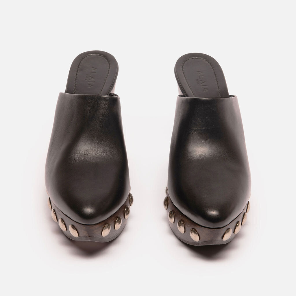 Alaia Black Leather Clog