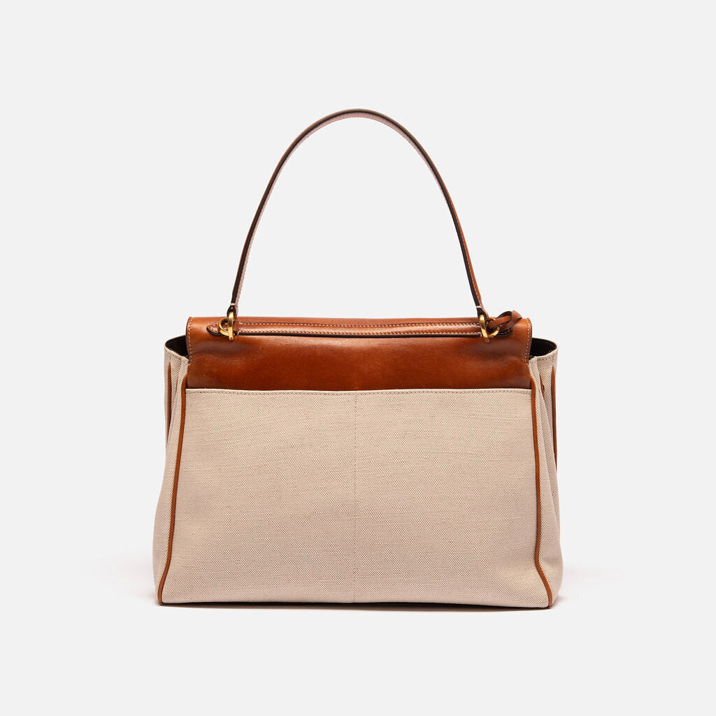 Balenciaga Rodeo Medium in Tan Leather & Canvas