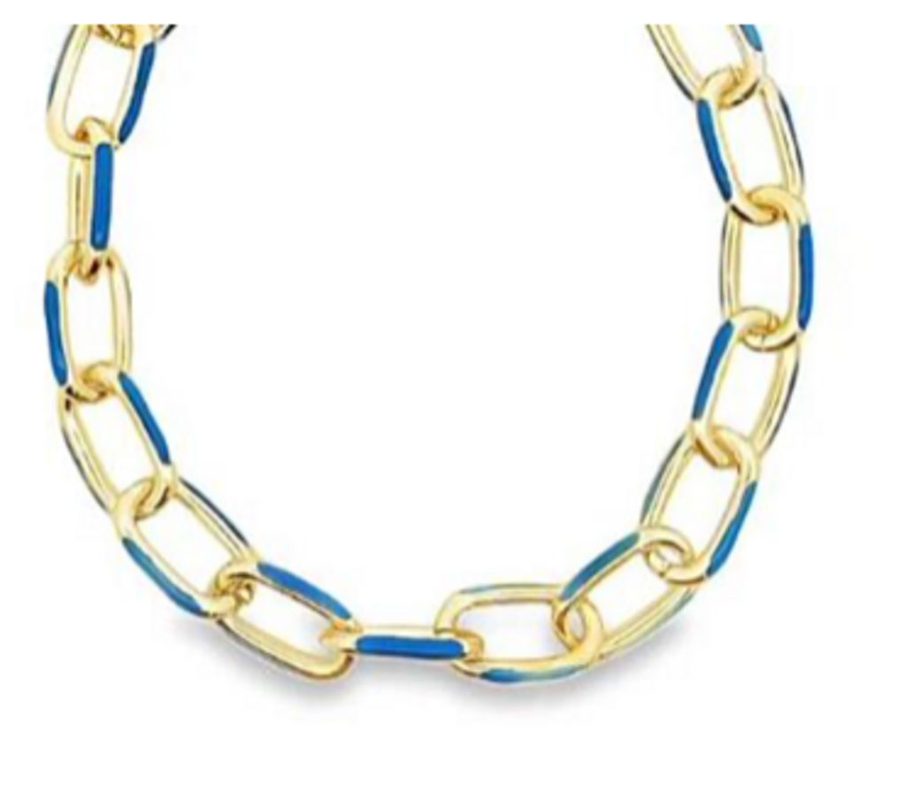 Enamel Paperclip Bracelet YG (Blue)