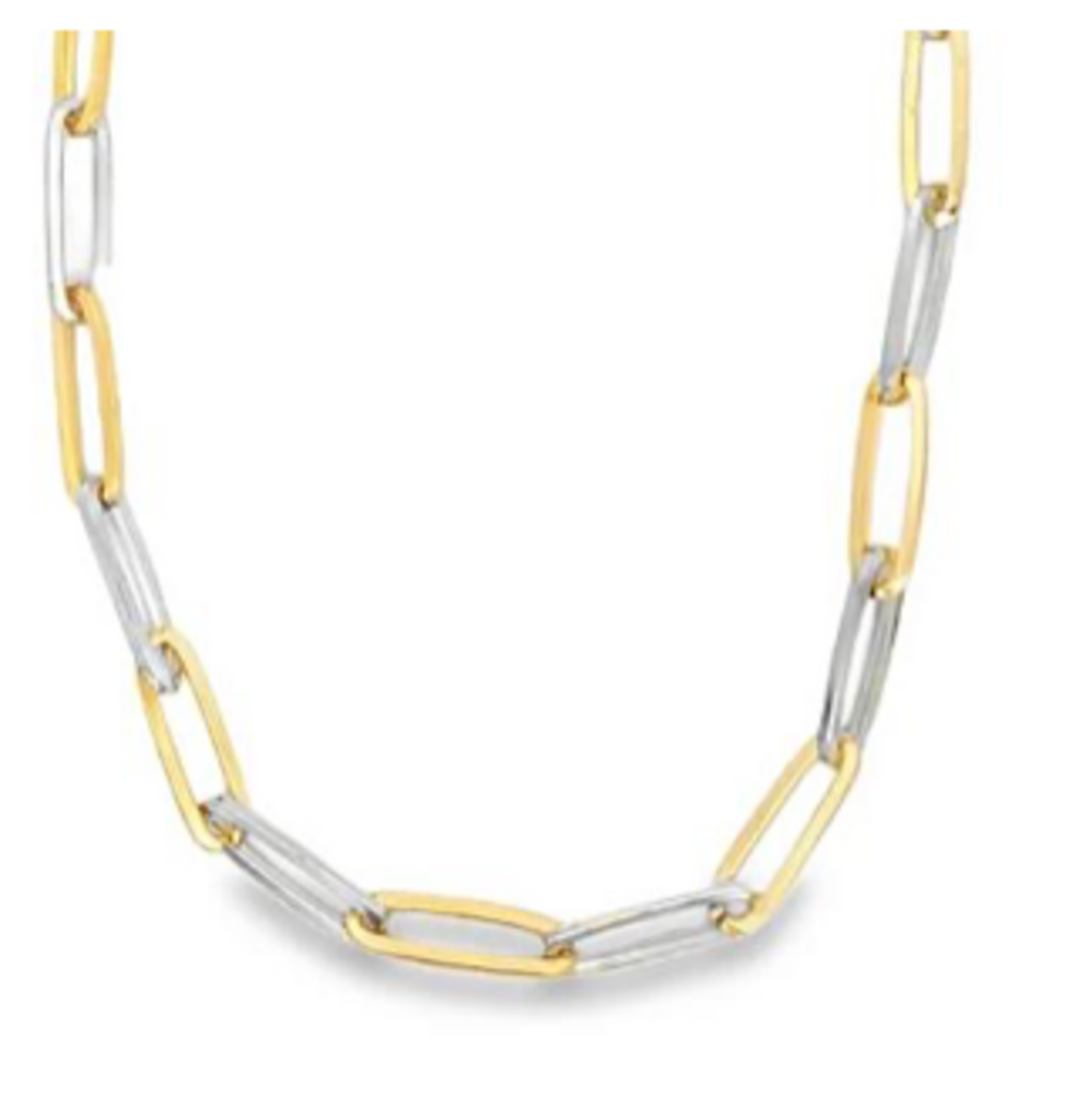Two Toned 7mm Wide Oval Clip Chain
