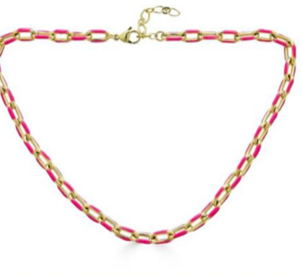 Enamel paperclip Chain YG (Pink)