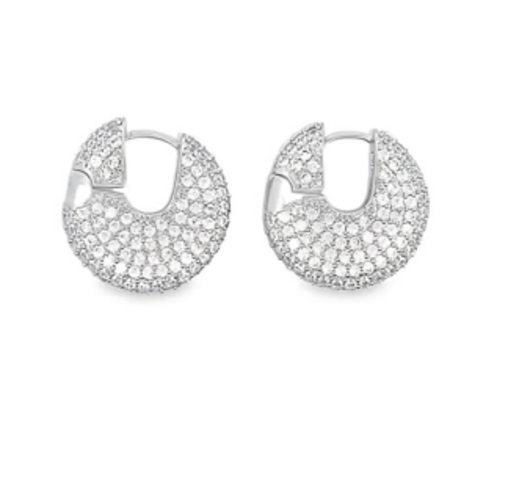 Small Click CZ Pave Huggie Hoops WG