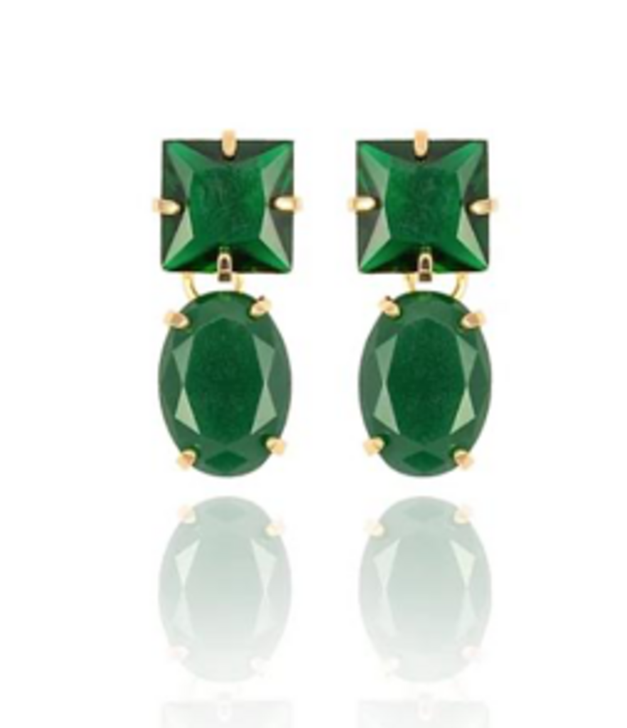 Synthetic Natural Green Stone Dangle Drop Stud Earrings