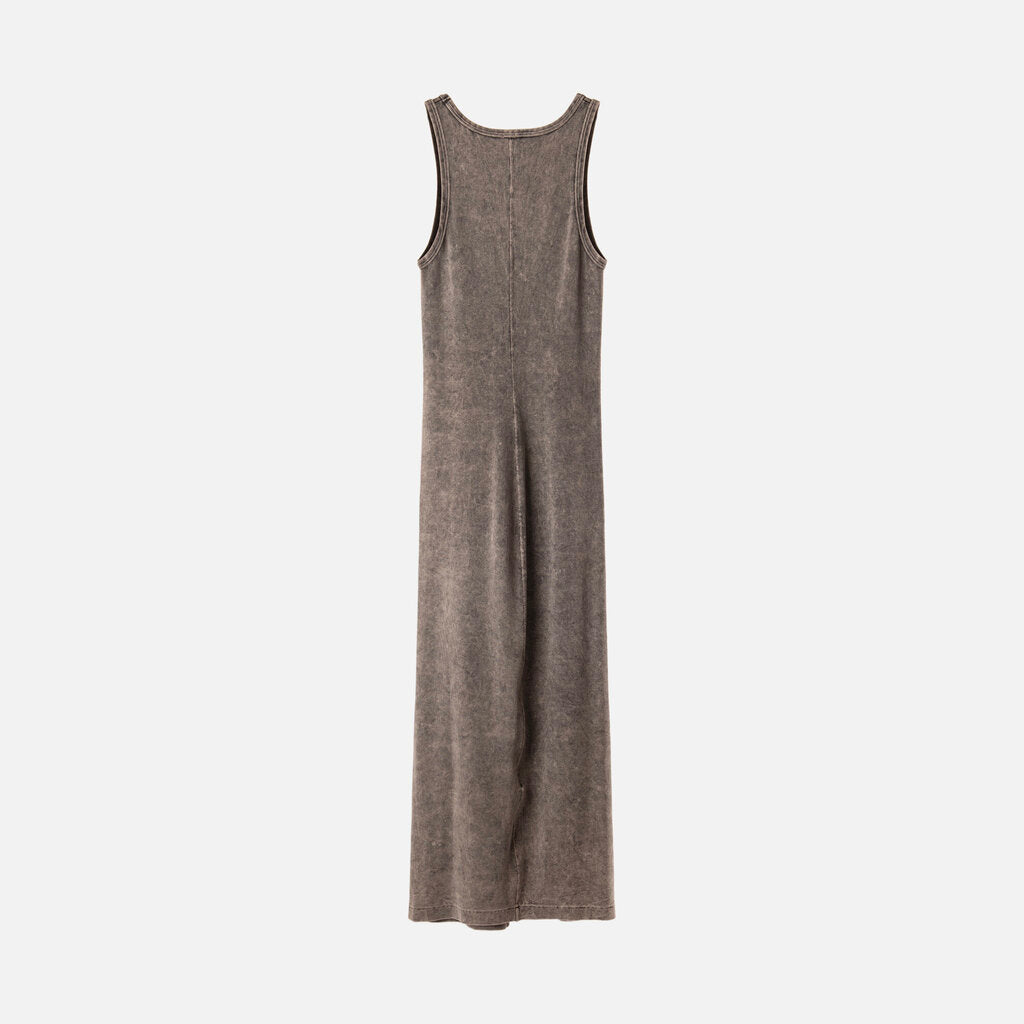 Re/Done Gray Cotton Rib Maxi Dress