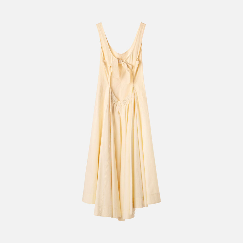 Brandon Maxwell Butter Yellow Cotton Scoop Neck Midi Dress