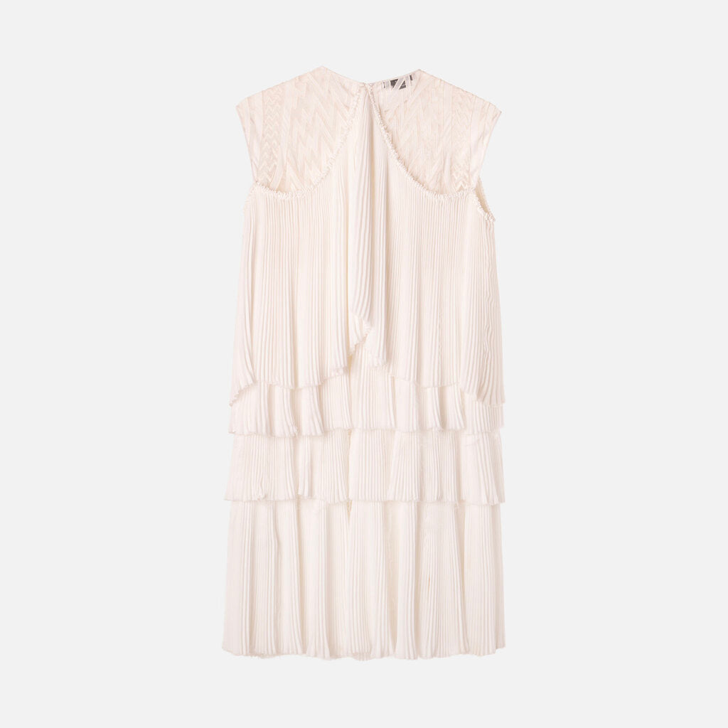 Givenchy White Poly Pleated Mini Dress
