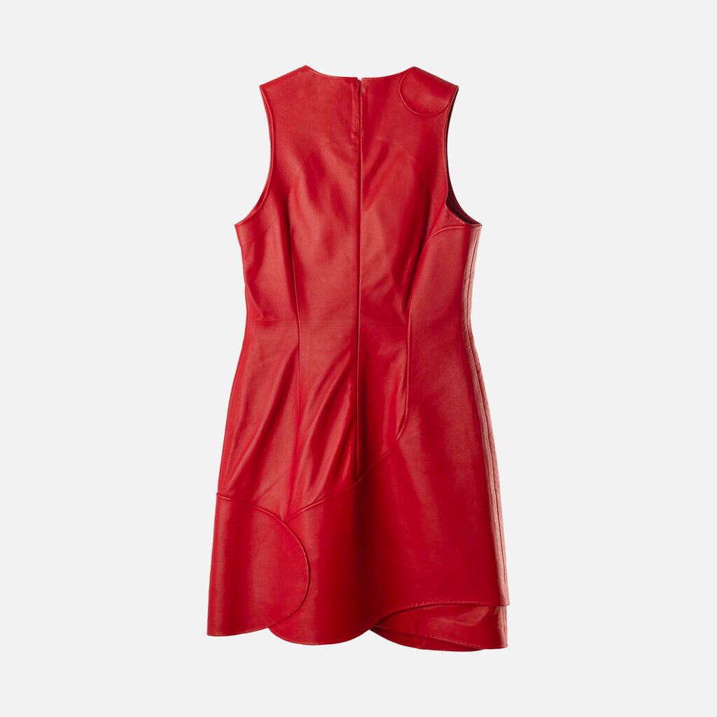 Ferragamo Red Leather Mini Dress