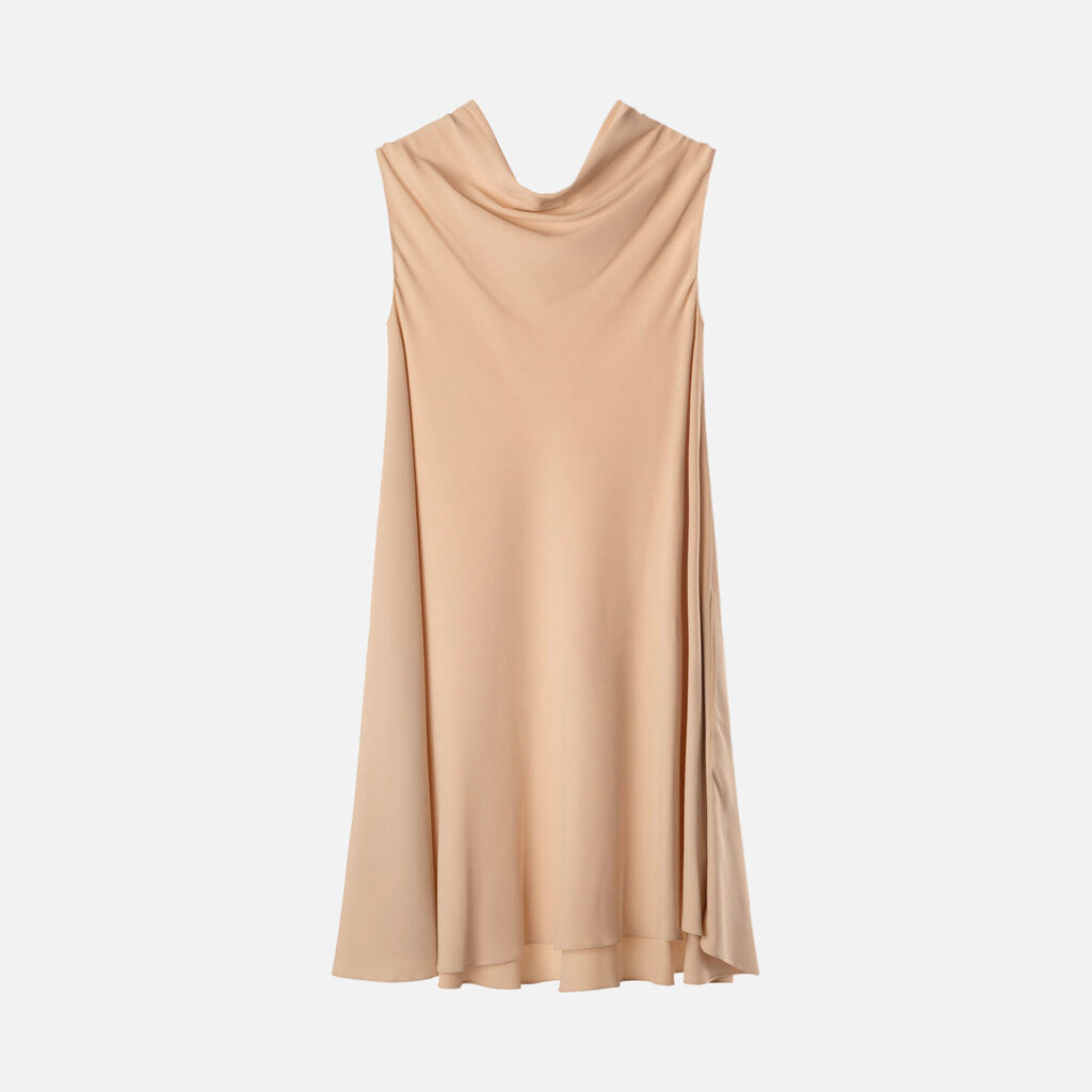 The Row Beige Viscose Cowl Neck Mini Dress