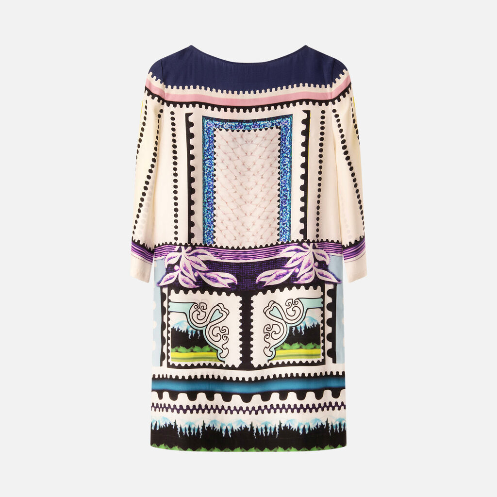 Mary Katrantzou Multicolor Silk 3/4 Sleeve Midi Dress