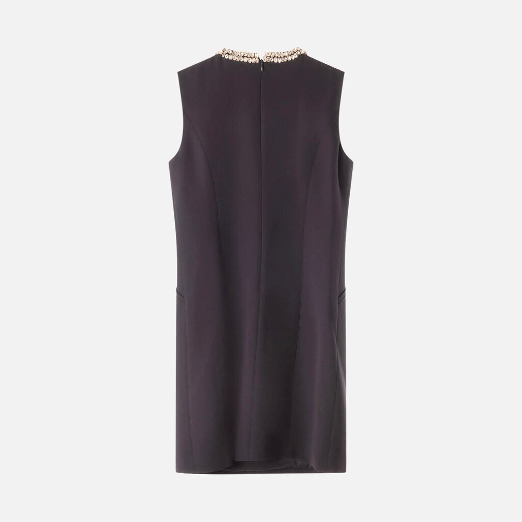 Fabrique Navy Acetate/Poly Embellished Mini Dress