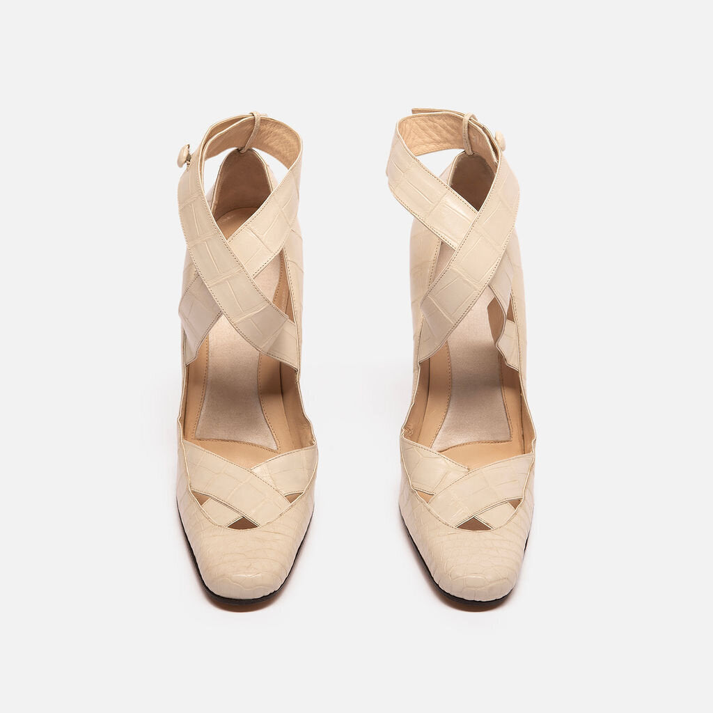 Gucci Cream Crocodile Leather Pump