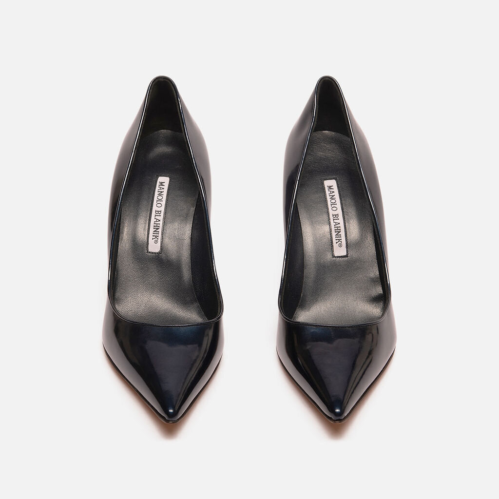 Manolo Blahnik Navy Patent Leather Pump
