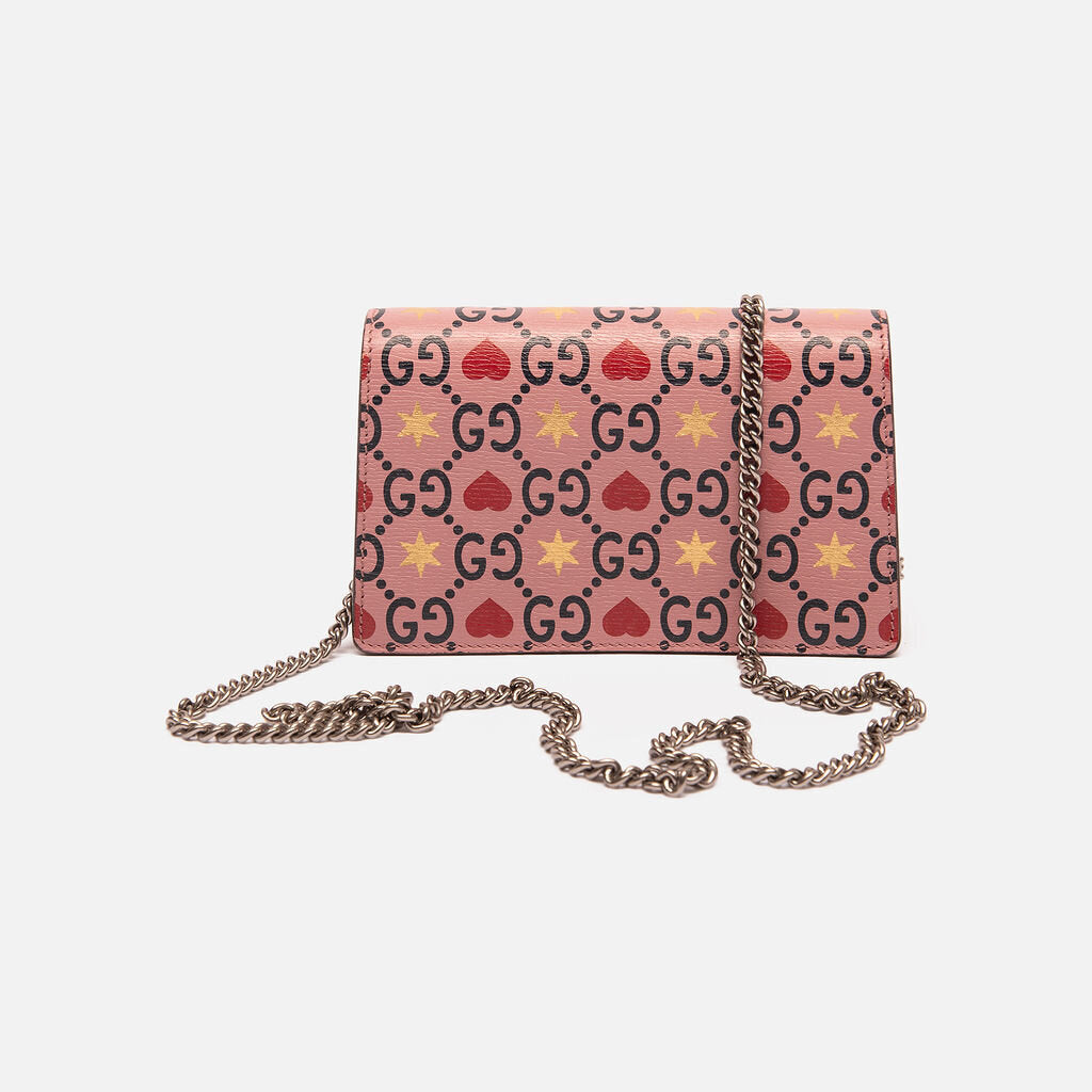 Gucci Dionysus Super Mini Pink Heart Chain Crossbody
