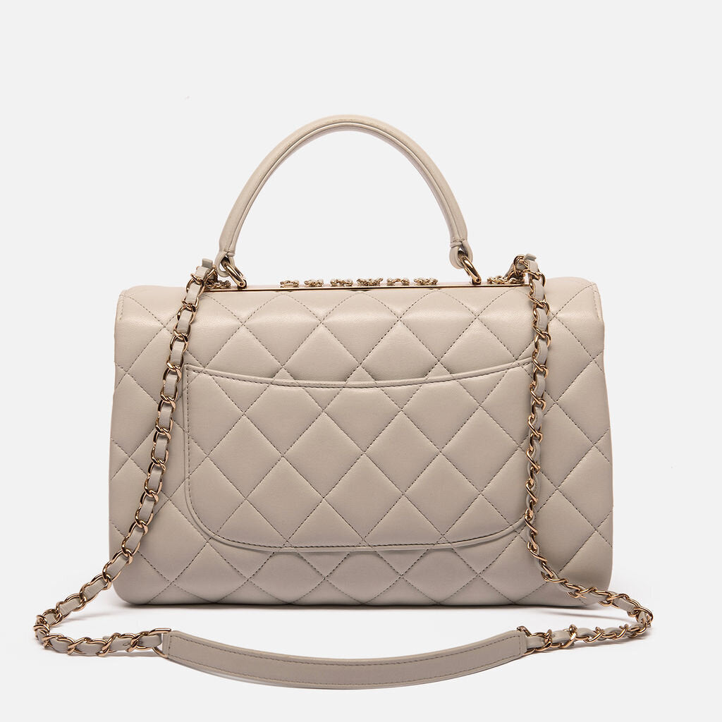 Chanel Light Grey Chain Detail Medium Trendy Bag