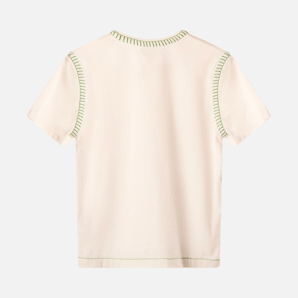 Bottega Veneta White Cotton Contrast-Stitch Tee