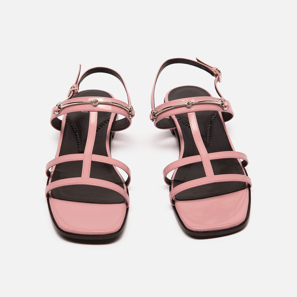 Gucci Pink Patent Leather Horsebit Sandal