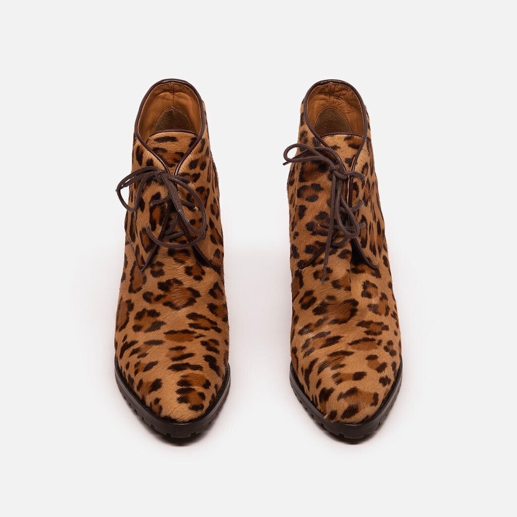 Ralph Lauren Leopard Print Pony Hair Ankle Boot