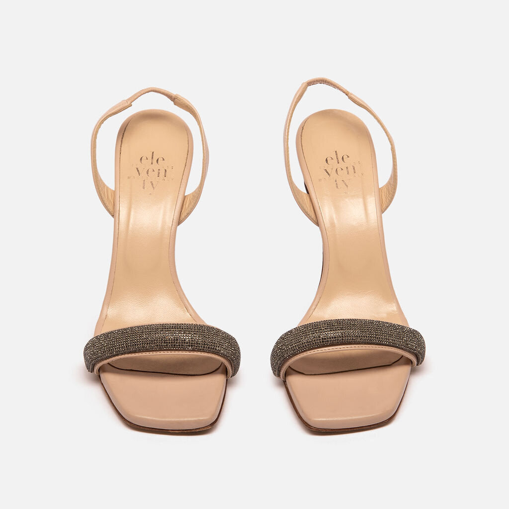 Eleventy Beige Crystal Heel