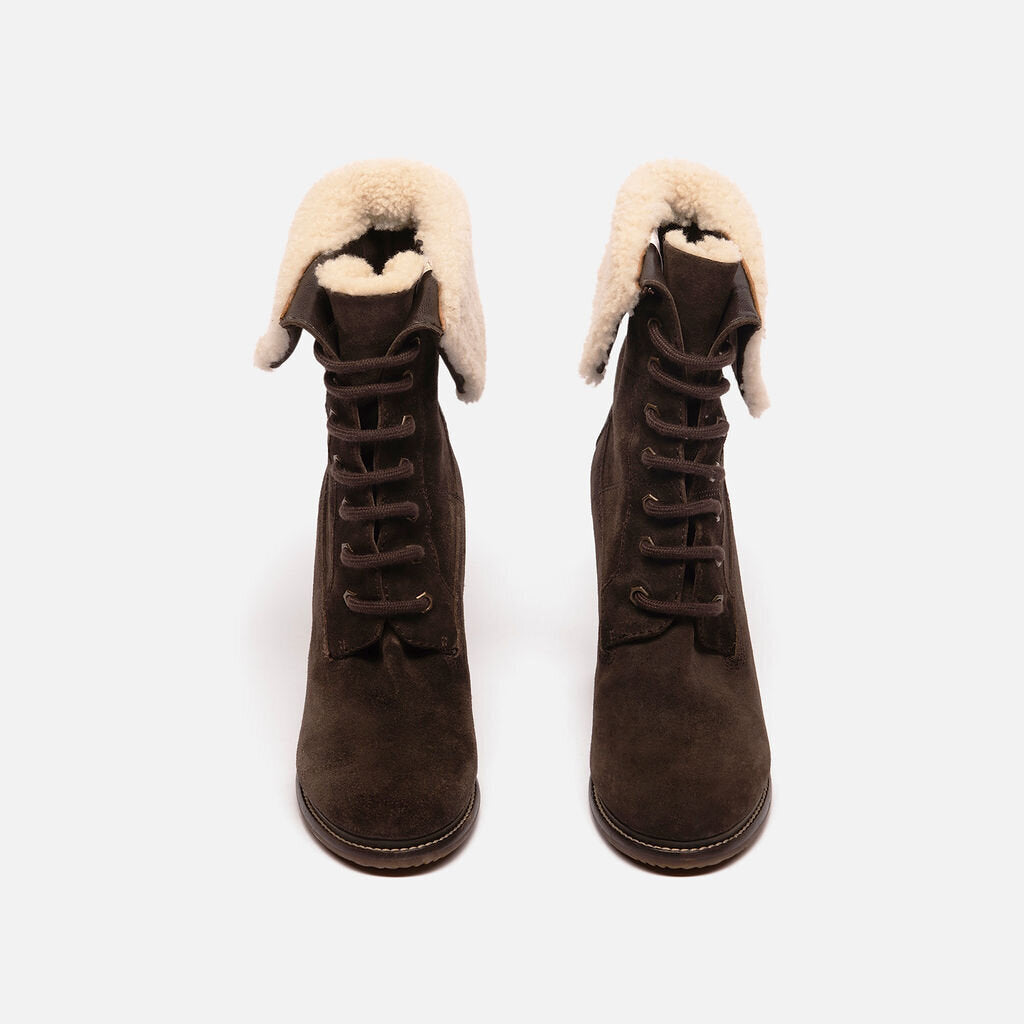 Moncler Brown Shearling Ankle Boots