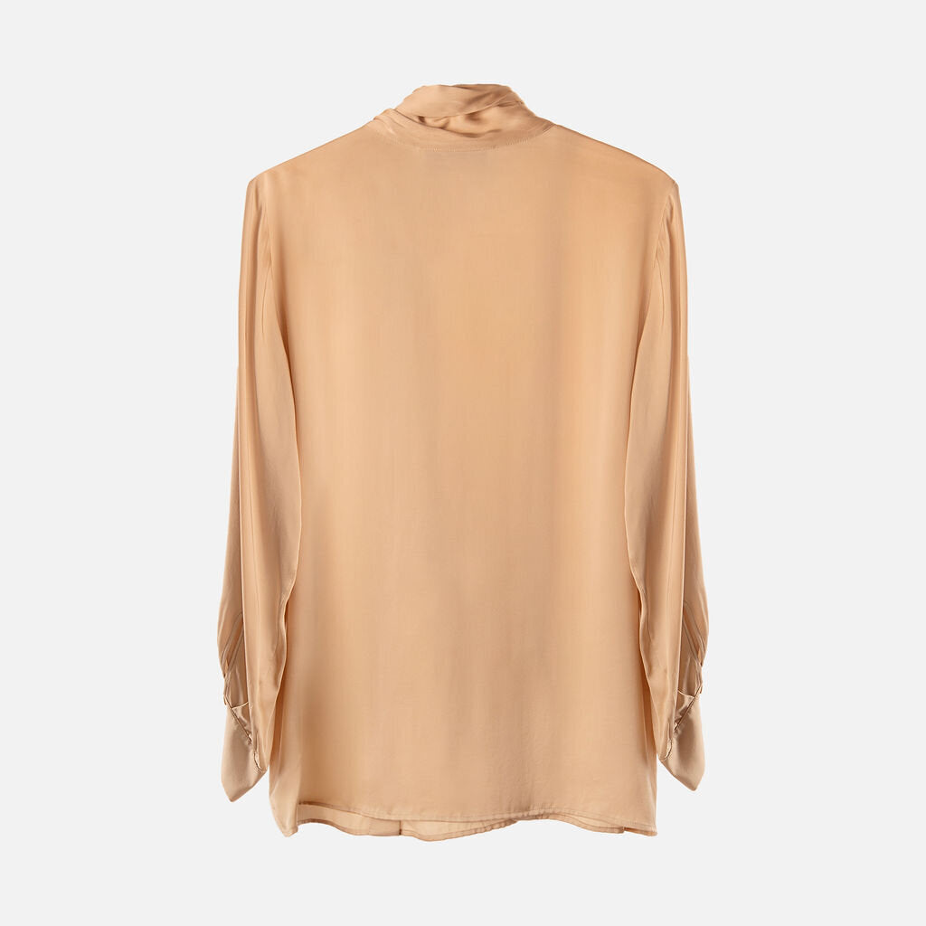 Stella McCartney Beige Silk Tie-Neck Shirt