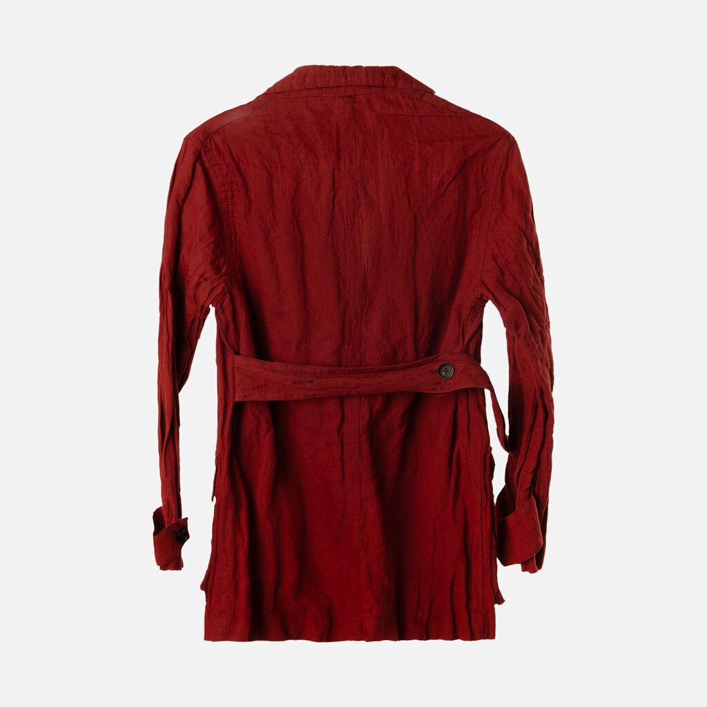 Ferragamo Brick Red Cotton Crinkle Jacket