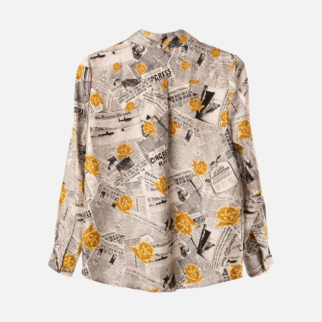 Gabriela Hearst Newspaper Print Silk Shirt