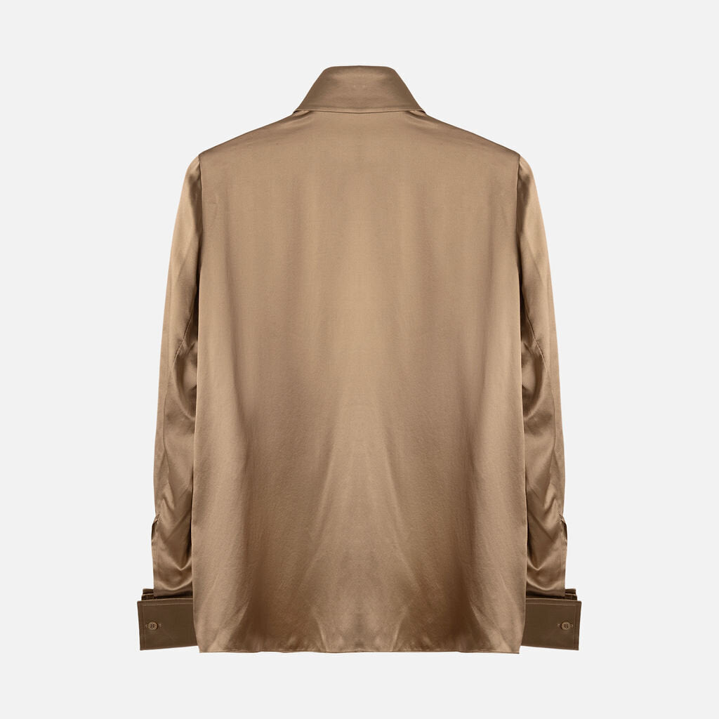 Givenchy Brown Silk Button Up Shirt